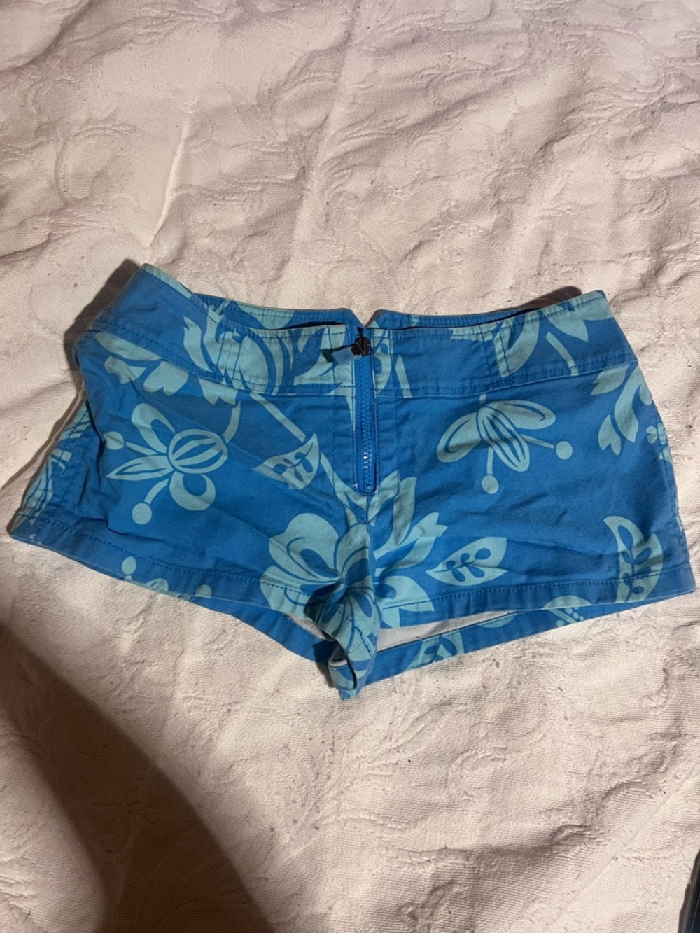 VINTAGE Express Blue Floral High-Waist Women's Shorts